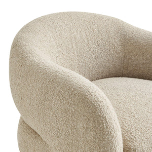 Modway Furniture Selby Swivel Accent Chair Woven Nubby Fabric Rounded Wrap Arms Living Room Seat White EEI-7770-LIN