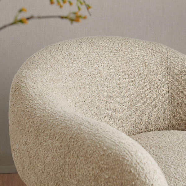 Modway Furniture Selby Swivel Accent Chair Woven Nubby Fabric Rounded Wrap Arms Living Room Seat White EEI-7770-LIN