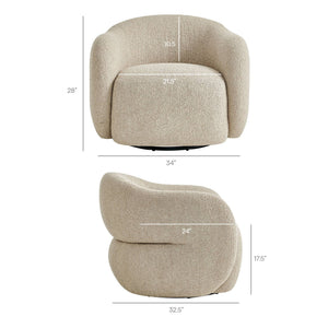 Modway Furniture Selby Swivel Accent Chair Woven Nubby Fabric Rounded Wrap Arms Living Room Seat White EEI-7770-LIN