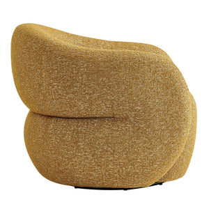 Modway Furniture Selby Swivel Accent Chair Woven Nubby Fabric Rounded Wrap Arms Living Room Seat Yellow EEI-7770-MRD