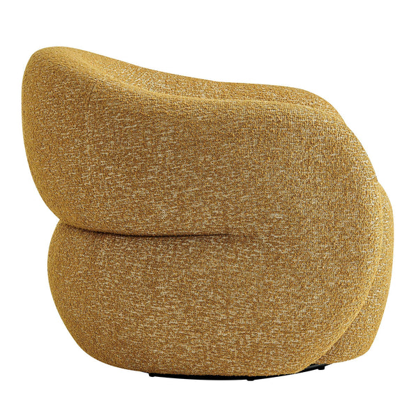 Modway Furniture Selby Swivel Accent Chair Woven Nubby Fabric Rounded Wrap Arms Living Room Seat Yellow EEI-7770-MRD