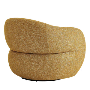 Modway Furniture Selby Swivel Accent Chair Woven Nubby Fabric Rounded Wrap Arms Living Room Seat Yellow EEI-7770-MRD