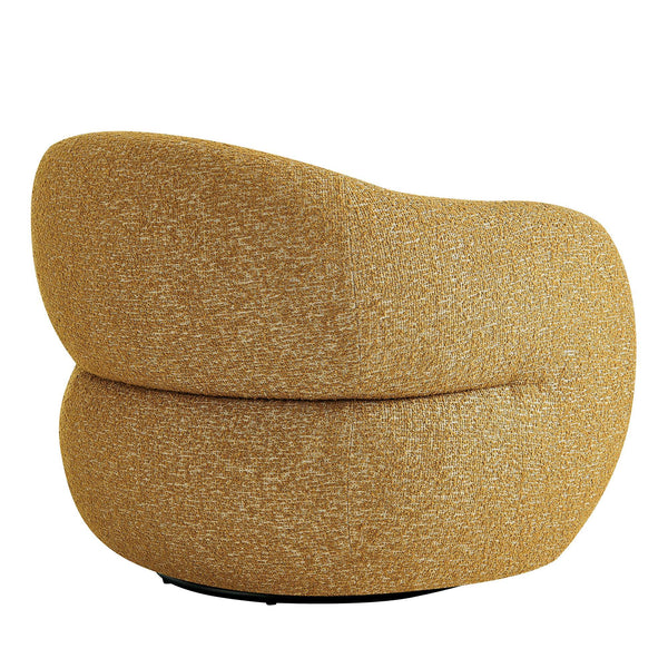Modway Furniture Selby Swivel Accent Chair Woven Nubby Fabric Rounded Wrap Arms Living Room Seat Yellow EEI-7770-MRD