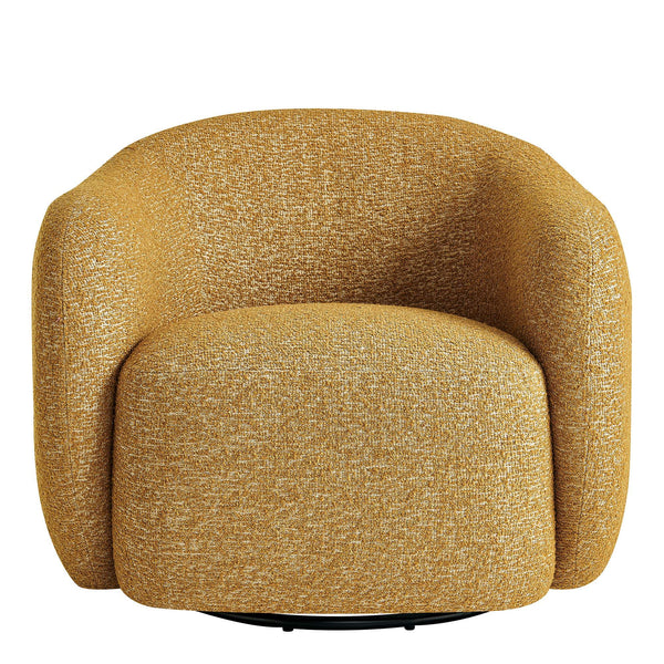 Modway Furniture Selby Swivel Accent Chair Woven Nubby Fabric Rounded Wrap Arms Living Room Seat Yellow EEI-7770-MRD