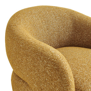 Modway Furniture Selby Swivel Accent Chair Woven Nubby Fabric Rounded Wrap Arms Living Room Seat Yellow EEI-7770-MRD