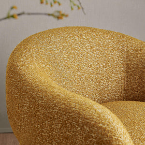 Modway Furniture Selby Swivel Accent Chair Woven Nubby Fabric Rounded Wrap Arms Living Room Seat Yellow EEI-7770-MRD