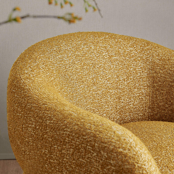 Modway Furniture Selby Swivel Accent Chair Woven Nubby Fabric Rounded Wrap Arms Living Room Seat Yellow EEI-7770-MRD