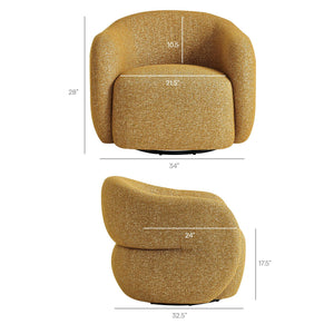 Modway Furniture Selby Swivel Accent Chair Woven Nubby Fabric Rounded Wrap Arms Living Room Seat Yellow EEI-7770-MRD