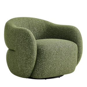 Modway Furniture Selby Swivel Accent Chair Woven Nubby Fabric Rounded Wrap Arms Living Room Seat Green EEI-7770-OLI