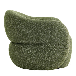 Modway Furniture Selby Swivel Accent Chair Woven Nubby Fabric Rounded Wrap Arms Living Room Seat Green EEI-7770-OLI