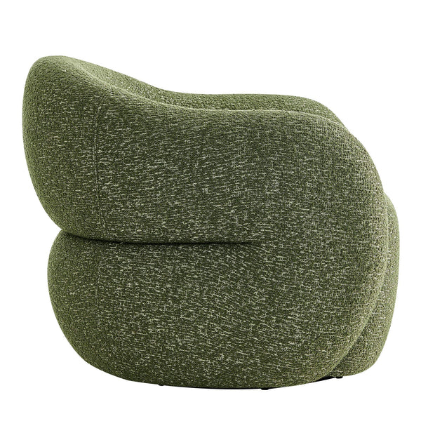 Modway Furniture Selby Swivel Accent Chair Woven Nubby Fabric Rounded Wrap Arms Living Room Seat Green EEI-7770-OLI