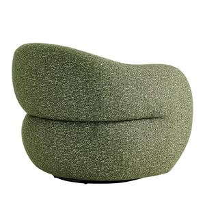 Modway Furniture Selby Swivel Accent Chair Woven Nubby Fabric Rounded Wrap Arms Living Room Seat Green EEI-7770-OLI