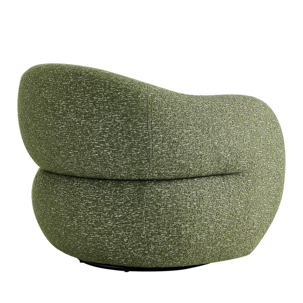 Modway Furniture Selby Swivel Accent Chair Woven Nubby Fabric Rounded Wrap Arms Living Room Seat Green EEI-7770-OLI