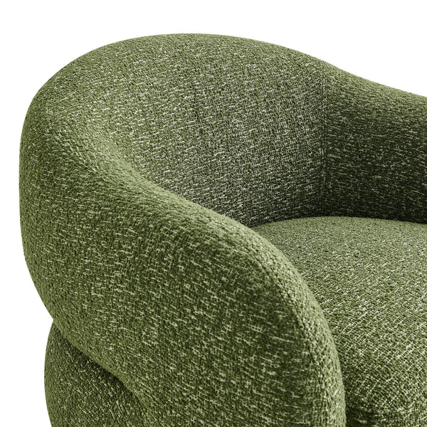 Modway Furniture Selby Swivel Accent Chair Woven Nubby Fabric Rounded Wrap Arms Living Room Seat Green EEI-7770-OLI