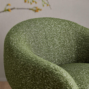 Modway Furniture Selby Swivel Accent Chair Woven Nubby Fabric Rounded Wrap Arms Living Room Seat Green EEI-7770-OLI