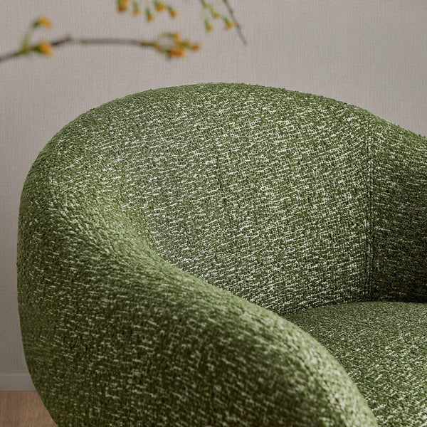 Modway Furniture Selby Swivel Accent Chair Woven Nubby Fabric Rounded Wrap Arms Living Room Seat Green EEI-7770-OLI