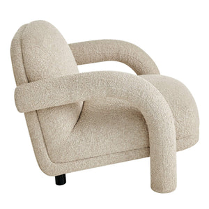 Modway Furniture Ferris Sculptural Woven Lounge Chair with Arched Arms for Casual Living Rooms Brown EEI-7771-LIN