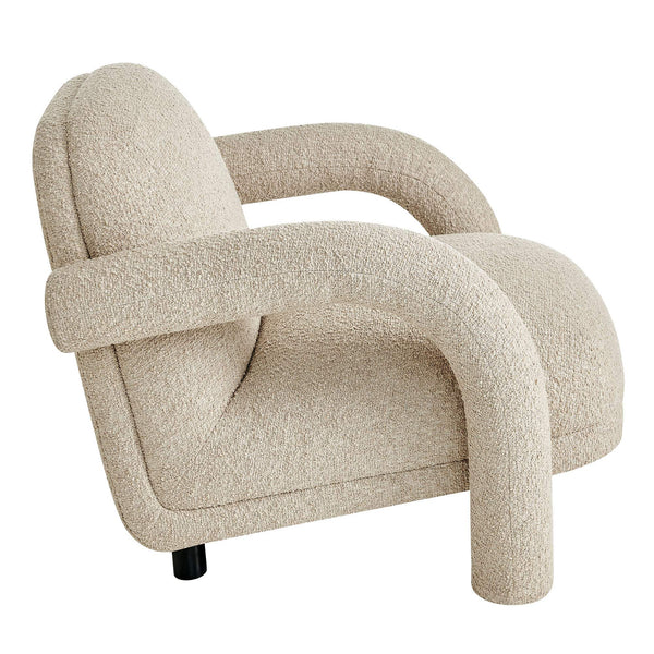 Modway Furniture Ferris Sculptural Woven Lounge Chair with Arched Arms for Casual Living Rooms Brown EEI-7771-LIN
