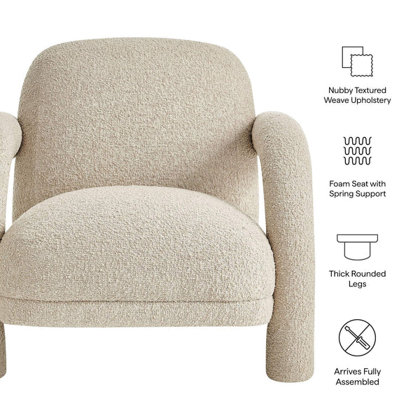 Modway Furniture Ferris Sculptural Woven Lounge Chair with Arched Arms for Casual Living Rooms Brown EEI-7771-LIN