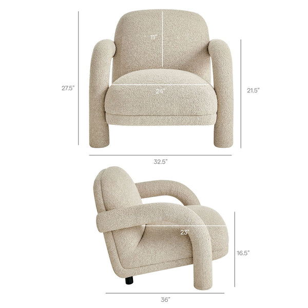 Modway Furniture Ferris Sculptural Woven Lounge Chair with Arched Arms for Casual Living Rooms Brown EEI-7771-LIN