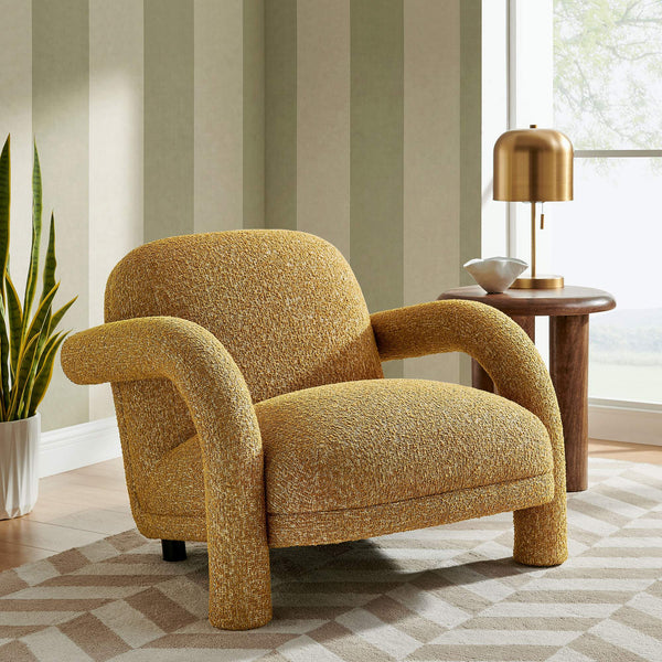 Modway Furniture Ferris Sculptural Woven Lounge Chair with Arched Arms for Casual Living Rooms Yellow EEI-7771-MRD