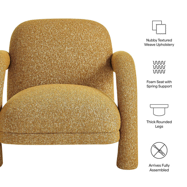 Modway Furniture Ferris Sculptural Woven Lounge Chair with Arched Arms for Casual Living Rooms Yellow EEI-7771-MRD