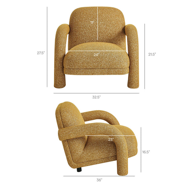 Modway Furniture Ferris Sculptural Woven Lounge Chair with Arched Arms for Casual Living Rooms Yellow EEI-7771-MRD
