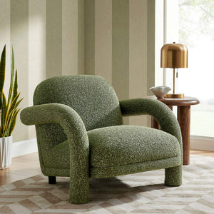 Modway Furniture Ferris Sculptural Woven Lounge Chair with Arched Arms for Casual Living Rooms Green EEI-7771-OLI