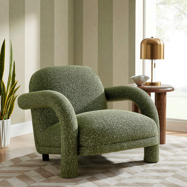 Modway Furniture Ferris Sculptural Woven Lounge Chair with Arched Arms for Casual Living Rooms Green EEI-7771-OLI