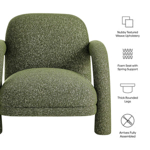 Modway Furniture Ferris Sculptural Woven Lounge Chair with Arched Arms for Casual Living Rooms Green EEI-7771-OLI