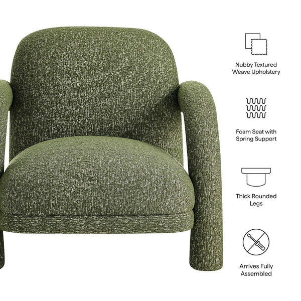 Modway Furniture Ferris Sculptural Woven Lounge Chair with Arched Arms for Casual Living Rooms Green EEI-7771-OLI