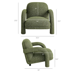 Modway Furniture Ferris Sculptural Woven Lounge Chair with Arched Arms for Casual Living Rooms Green EEI-7771-OLI