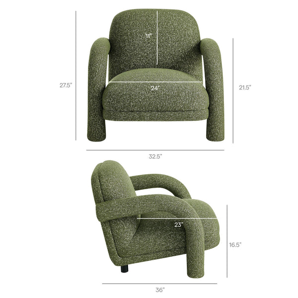 Modway Furniture Ferris Sculptural Woven Lounge Chair with Arched Arms for Casual Living Rooms Green EEI-7771-OLI