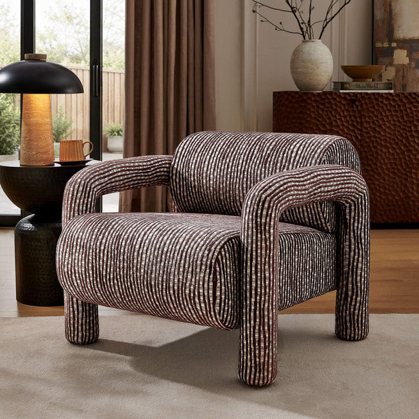 Modway Furniture Quill Modway Striped Woven Accent Chair with Bolster Back and Padded Arms Red EEI-7772-MAR