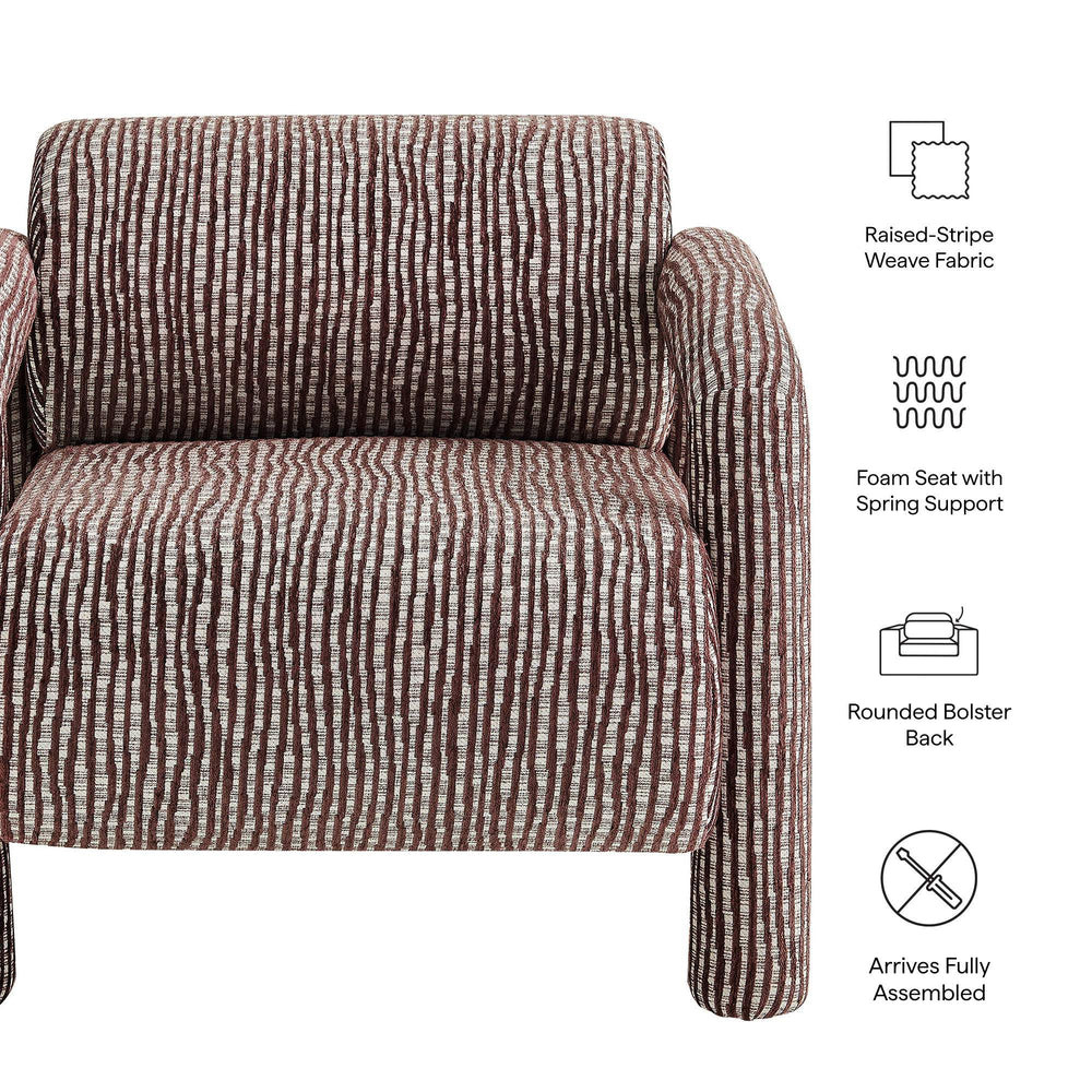 Modway Furniture Quill Modway Striped Woven Accent Chair with Bolster Back and Padded Arms Red EEI-7772-MAR
