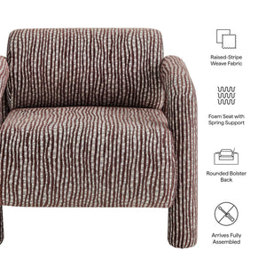 Modway Furniture Quill Modway Striped Woven Accent Chair with Bolster Back and Padded Arms Red EEI-7772-MAR