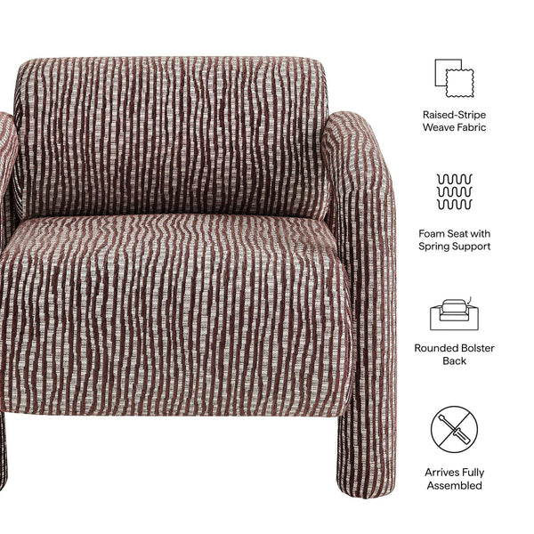 Modway Furniture Quill Modway Striped Woven Accent Chair with Bolster Back and Padded Arms Red EEI-7772-MAR