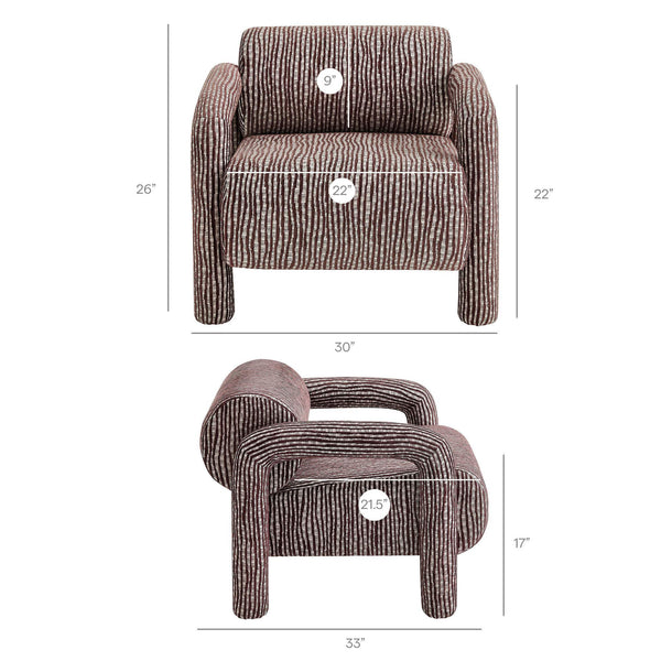 Modway Furniture Quill Modway Striped Woven Accent Chair with Bolster Back and Padded Arms Red EEI-7772-MAR