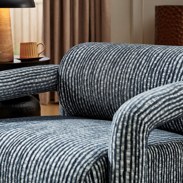 Modway Furniture Quill Modway Striped Woven Accent Chair with Bolster Back and Padded Arms Blue EEI-7772-NAV