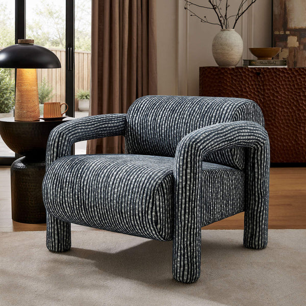 Modway Furniture Quill Modway Striped Woven Accent Chair with Bolster Back and Padded Arms Blue EEI-7772-NAV