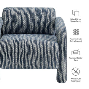 Modway Furniture Quill Modway Striped Woven Accent Chair with Bolster Back and Padded Arms Blue EEI-7772-NAV