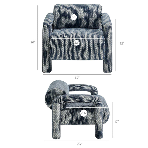 Modway Furniture Quill Modway Striped Woven Accent Chair with Bolster Back and Padded Arms Blue EEI-7772-NAV