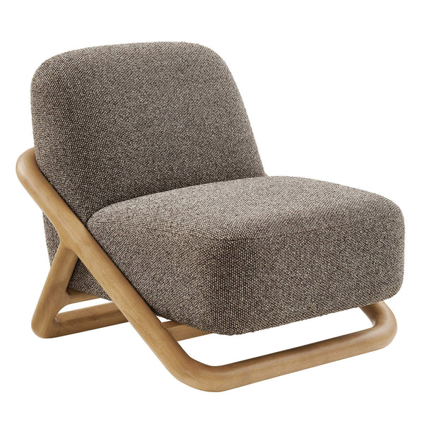 Modway Furniture Vander Lounge Accent Chair Nubby Upholstery Curved Sled Frame Modern Living Room Brown EEI-7773-CSN-ETH