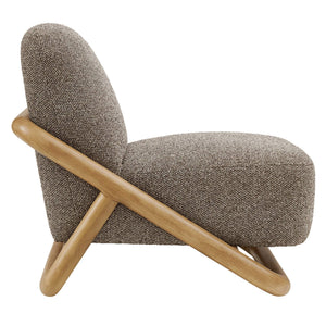 Modway Furniture Vander Lounge Accent Chair Nubby Upholstery Curved Sled Frame Modern Living Room Brown EEI-7773-CSN-ETH