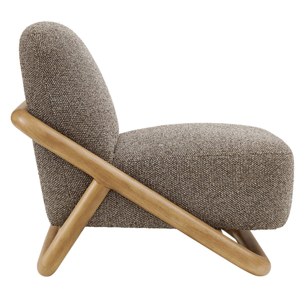 Modway Furniture Vander Lounge Accent Chair Nubby Upholstery Curved Sled Frame Modern Living Room Brown EEI-7773-CSN-ETH