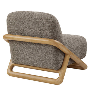 Modway Furniture Vander Lounge Accent Chair Nubby Upholstery Curved Sled Frame Modern Living Room Brown EEI-7773-CSN-ETH