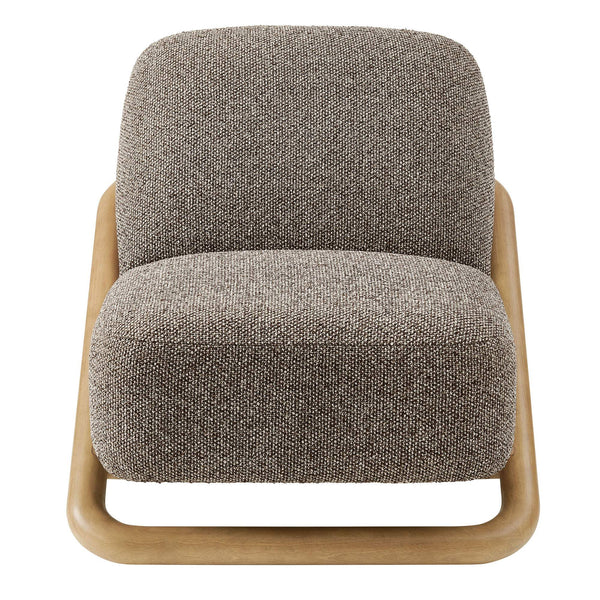 Modway Furniture Vander Lounge Accent Chair Nubby Upholstery Curved Sled Frame Modern Living Room Brown EEI-7773-CSN-ETH