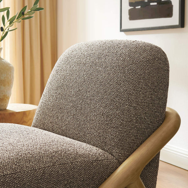 Modway Furniture Vander Lounge Accent Chair Nubby Upholstery Curved Sled Frame Modern Living Room Brown EEI-7773-CSN-ETH
