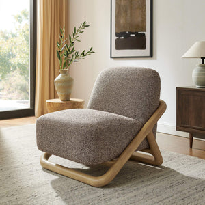 Modway Furniture Vander Lounge Accent Chair Nubby Upholstery Curved Sled Frame Modern Living Room Brown EEI-7773-CSN-ETH