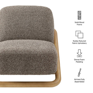 Modway Furniture Vander Lounge Accent Chair Nubby Upholstery Curved Sled Frame Modern Living Room Brown EEI-7773-CSN-ETH